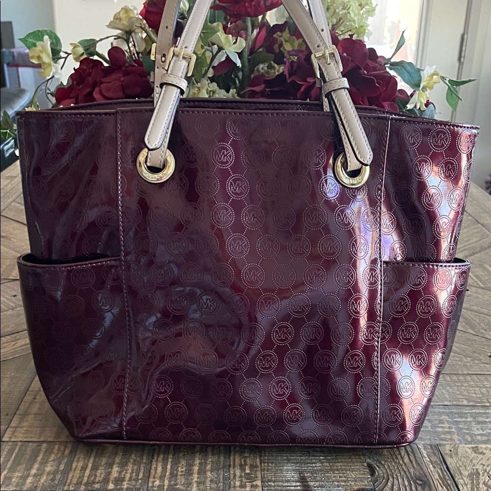 Michael Kors Glossy Maroon Tote